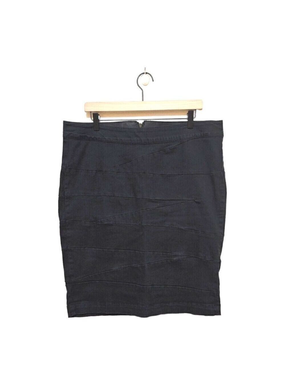 Lane Bryant Black Stretch Bodycon Denim Pencil Skirt Sz 16